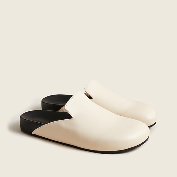 J. Crew Ivory And Black Leather Mules